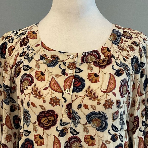 Olivia Grey Medium Long Sleeve Blouse Shirred Shoulders Rayon Fall Colors NWT - Picture 15 of 16